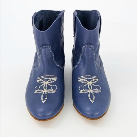 New Bonpoint embroidered Texas leather ankle boot - Picture 1 of 6